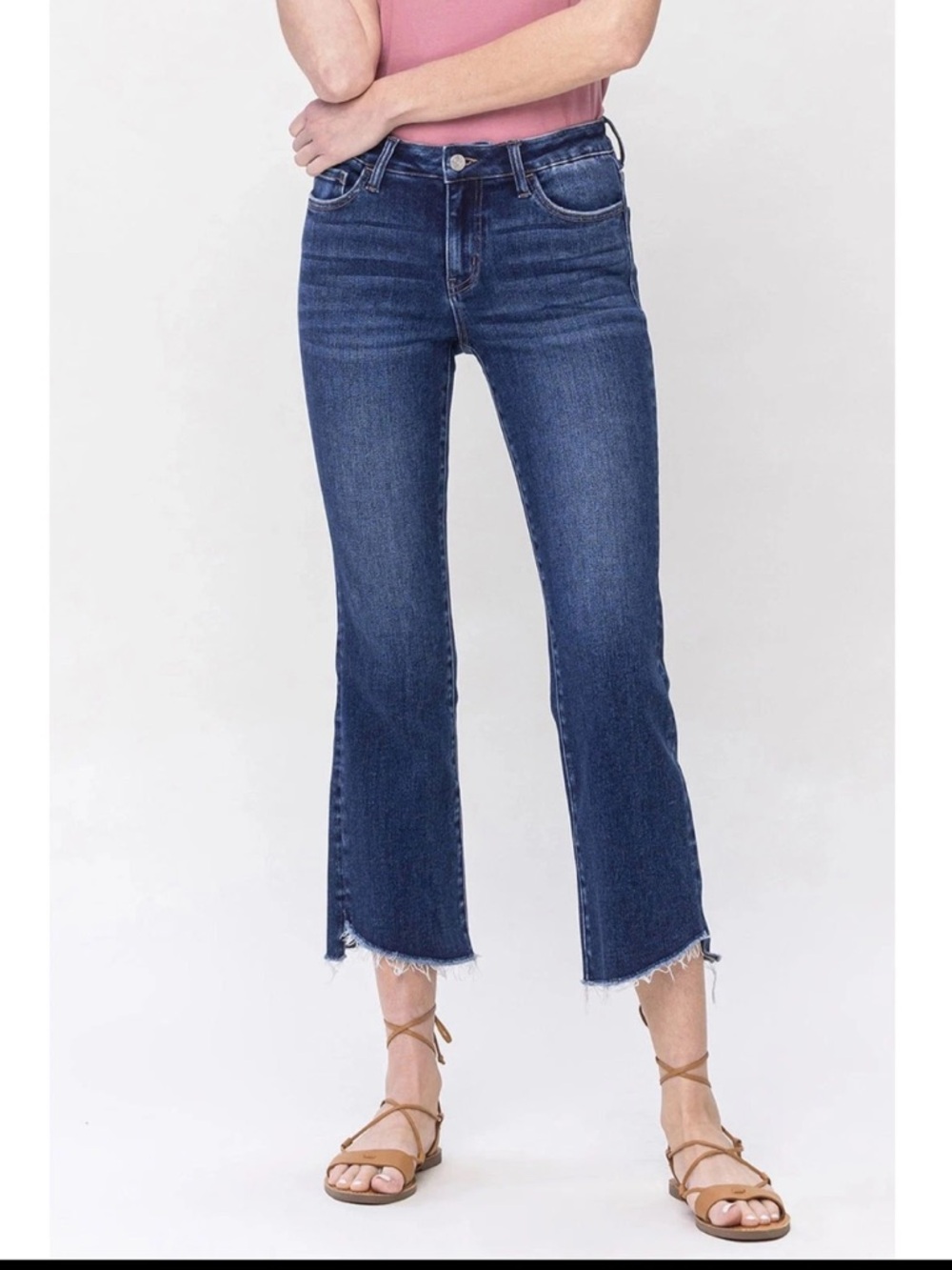 Lovervet By Vervet MID RISE RAW STEP HEM CROP FLARE Women's Jeans LV1147 SZ 30